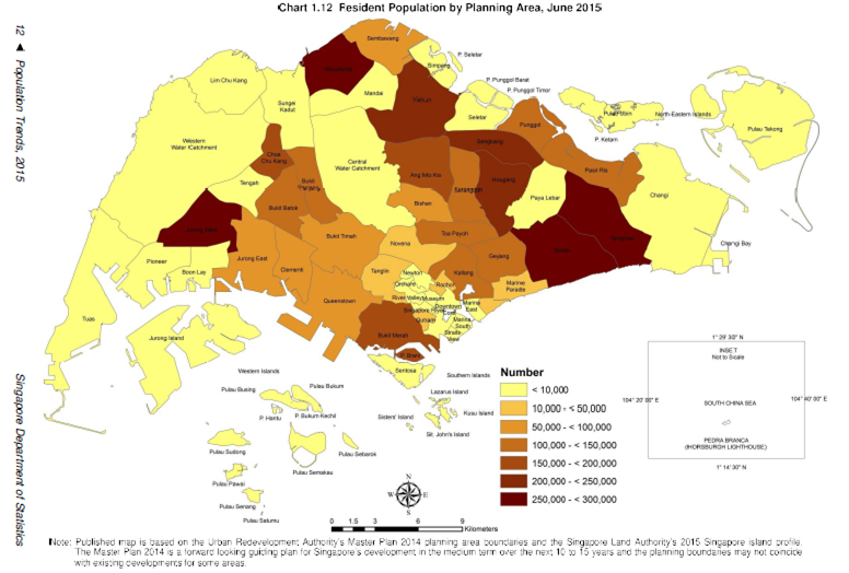 シンガポール地区別人口